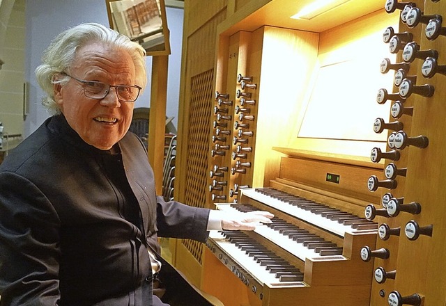Der weltberhmte Pariser Organist Dani...n der St. Bonifatiuskirche in Lrrach   | Foto: Roswitha Frey