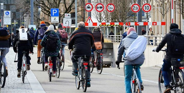 Die Fahrradkultur in Freiburg ist gut,...-Verkehr ein Problem, sagten Befragte.  | Foto: Ingo Schneider