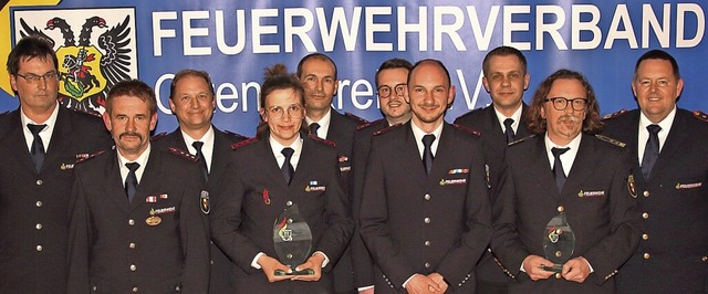 Lahrer Wehrleute wurden fr herausragende Leistungen geehrt.  | Foto: Feuerwehrverband Ortenaukreis