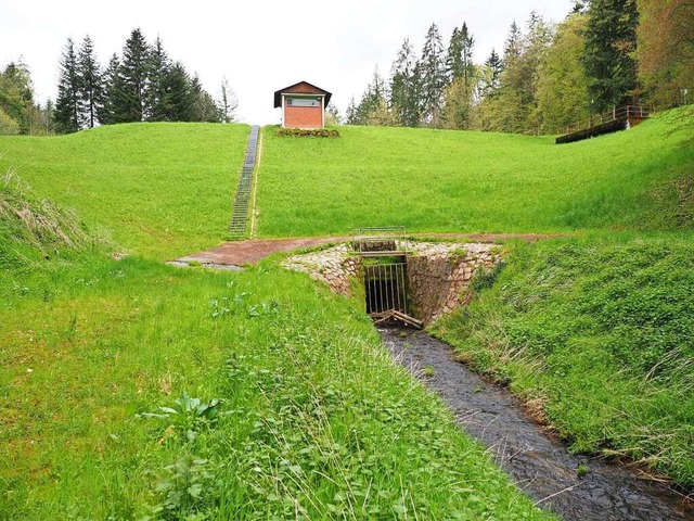 Das Rckhaltebecken &#8222;Goldbrunnen...r 1,45 Millionen Euro saniert werden.  | Foto: Michael Haberer