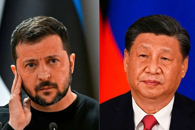 Tauschten sich erstmals aus: Wolodymyr Selenskyj (links) und Xi Jinping  | Foto: GENYA SAVILOV, VLADIMIR ASTAPKOVICH (AFP)