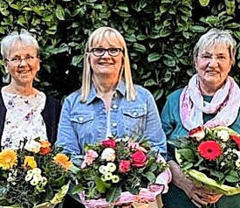 Treten ab: Ute Wieckhusen, Bettina Sac...chmidt und Gudrun Stöcklin (von links)  | Foto: TB Binzen