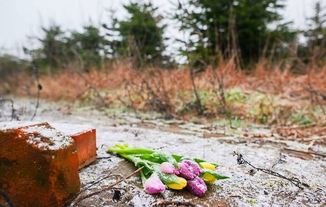 Blumen liegen an einer Tannenbaumschon...e Staatsanwaltschaft Anklage wegen hei  | Foto: Julian Stratenschulte (dpa)