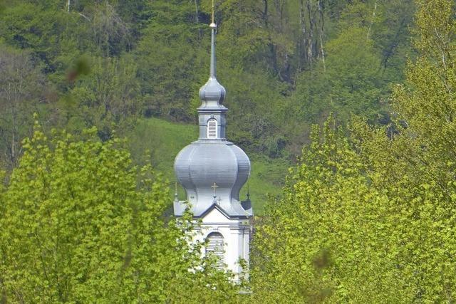 Blick vom Meierhof in Wehr auf den Kirchturm St. Martin