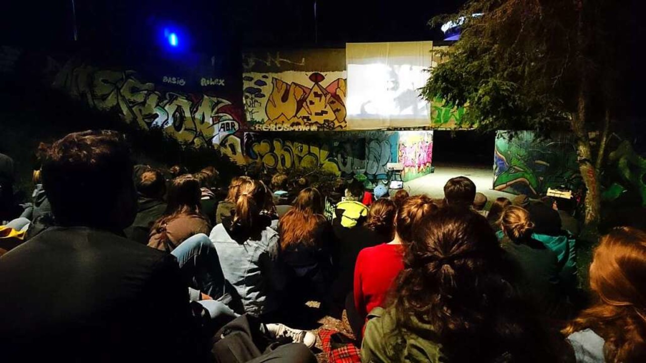 Die Living Walls Kinowanderung.  | Foto: Hannes Buerkel