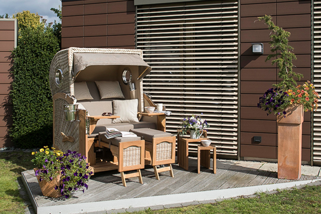 Teak-Holz Strandkorb