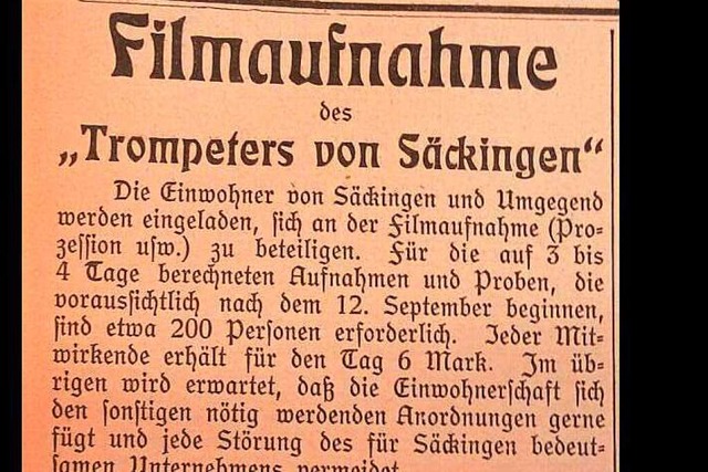 Filmaufnahmen zum Film &#8222;Der Trom...er das Sckinger Tagblatt angekndigt.  | Foto: Irene Krau