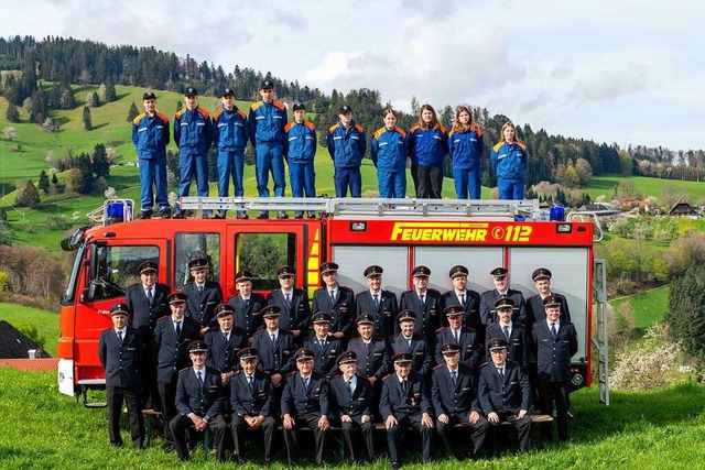 Die Horbener Feuerwehrmannschaft im Jahr des 100. Geburtstags  | Foto: Christian Brauner