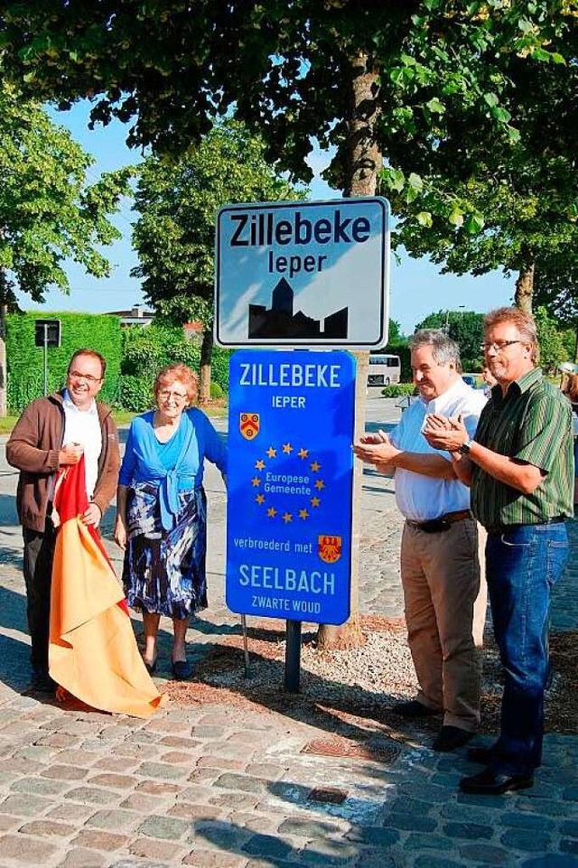 Das Partnerschaftsschild im belgischen Zillebeke wurde 2014 enthllt.  | Foto: Gemeinde