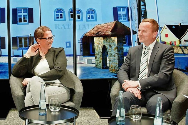 Sarah Michaelis und Mario Schlafke im BZ-Talk vor der Wahl  | Foto: Fabian Hajraj