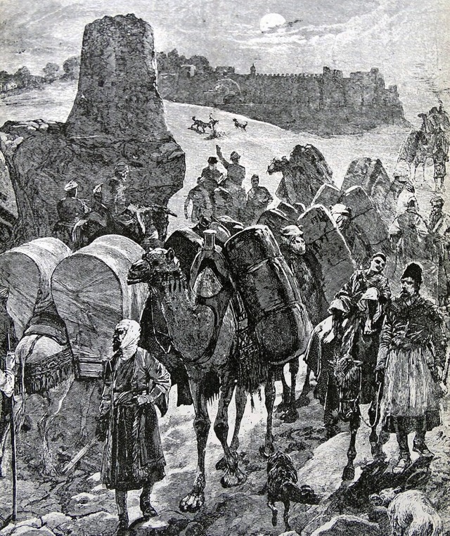 Eine Handelskarawane auf der Seidenstrae (Illustration von circa 1850)  | Foto: imago stock&people