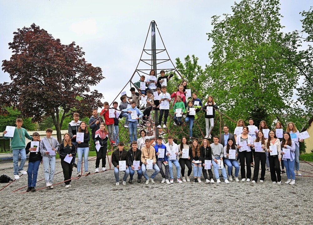 48 Schülerinnen und Schüler der Realschule haben am Mini-Marathon teilgenommen.   | Foto: Wolfgang Scheu