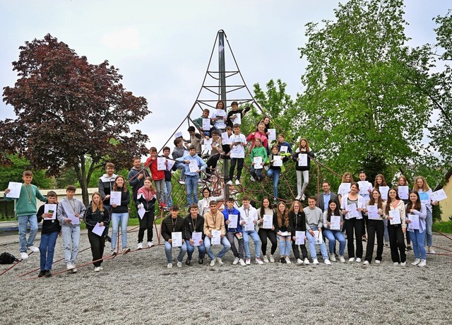 48 Schlerinnen und Schler der Realschule haben am Mini-Marathon teilgenommen.   | Foto: Wolfgang Scheu