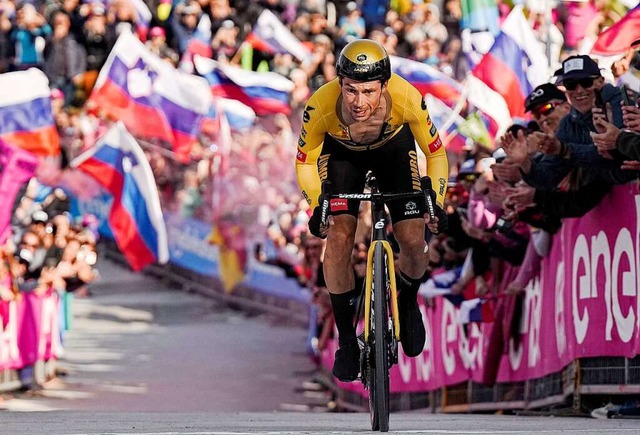 Primoz Roglic beim Einzelzeitfahren am...hr in der Gesamtwertung ndern sollte.  | Foto: Marco Alpozzi (dpa)