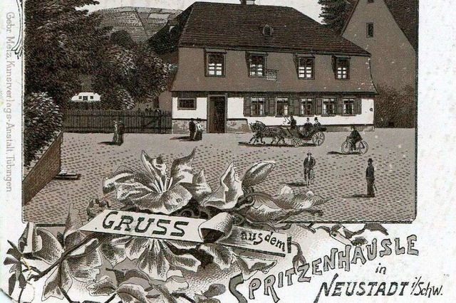 Diese Postkarte um das Jahr 1900 zeigt die Wirtschaft zum Spritzenhusle.  | Foto: Archiv Roland Weis