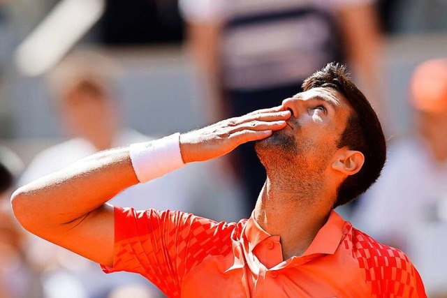 Der Serbe Novak Djokovic nach seinem Erstrundensieg  | Foto: Jean-Francois Badias (dpa)
