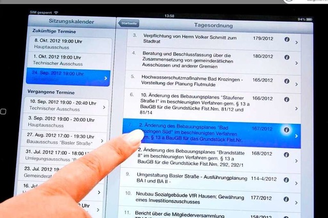 Papierlos arbeiten bereits viele Gemeinderatsgremien. Das hat auch Wutach vor.  | Foto: Screenshot BZ (Stadt Bad Krozingen)