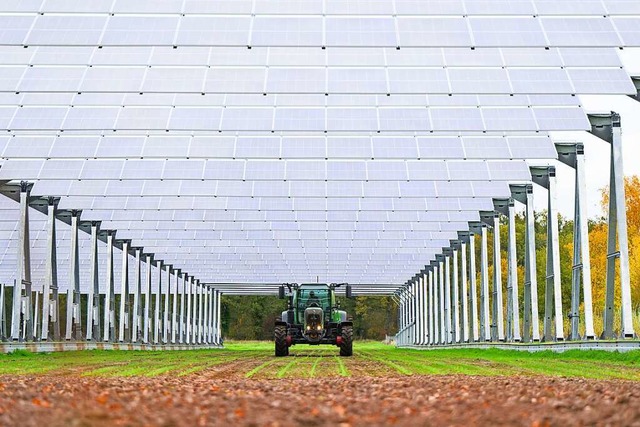 Das Interesse an Photovoltaik ist in B...agen auch auf Ackerflchen vorstellen.  | Foto: Philipp Schulze (dpa)