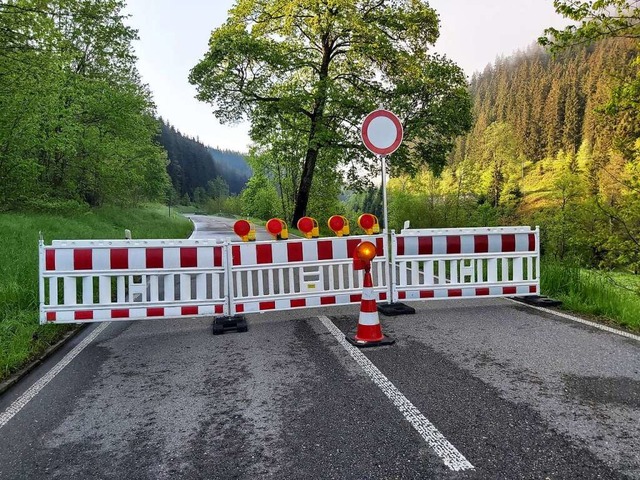 Seit dem Unwetter am 21. Mai ist die Landesstrae 156 gesperrt.  | Foto: Peter Stellmach