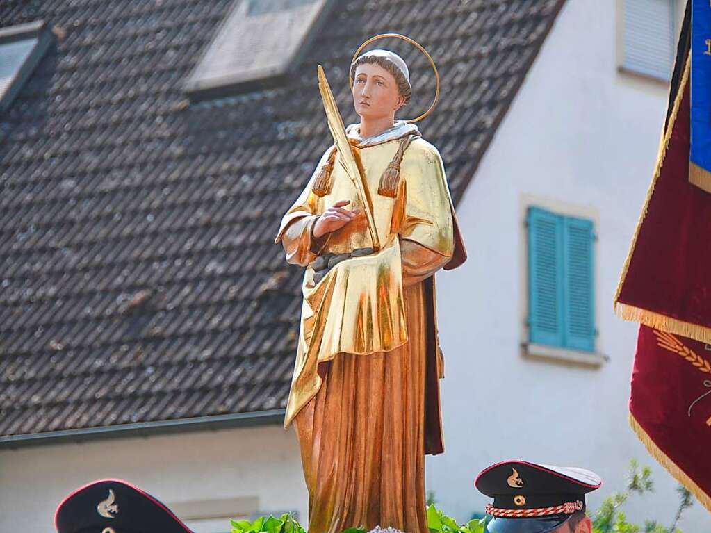 Kirchenpatron St. Stephanus bei der Fronleichnamsprozession in Oberrimsingen