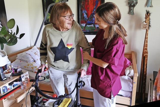 Wiede Kuhls lebt seit einem Jahr im Se...eim im Haus am Weingarten in Ihringen.  | Foto: Christine Weirich