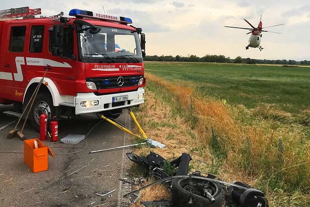 Die Feuerwehr Staufen war  mit sechs F...r Rettungshubschrauber war im Einsatz.  | Foto: Feuerwehr Staufen