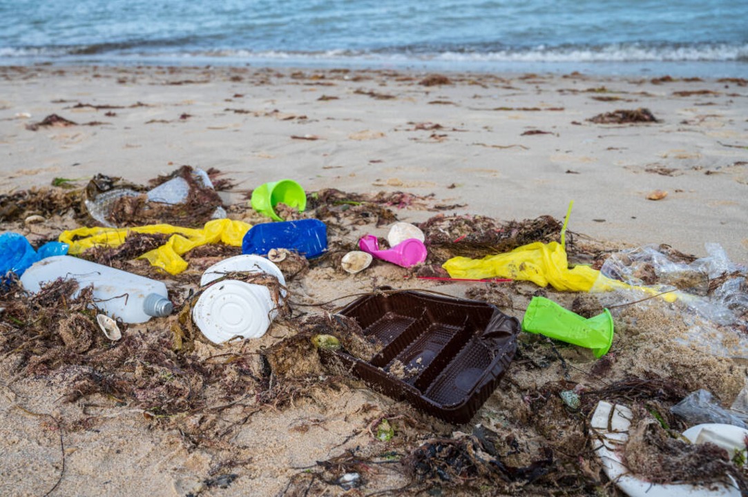 Plastikmüll am Strand: Liza Lims Stück...ngert die Zerstörung der Schöpfung an.  | Foto: Petra Nowack via www.imago-images.de