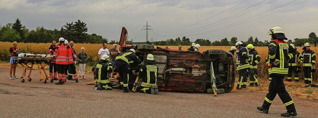 Zwei umgestrzte Autos  standen im Fok... Feuerwehren Kippenheim und Mahlberg.   | Foto: Sandra Decoux