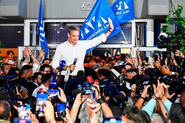 Mitsotakis in der Wahlnacht am Sonntag  | Foto: ARIS MESSINIS (AFP)