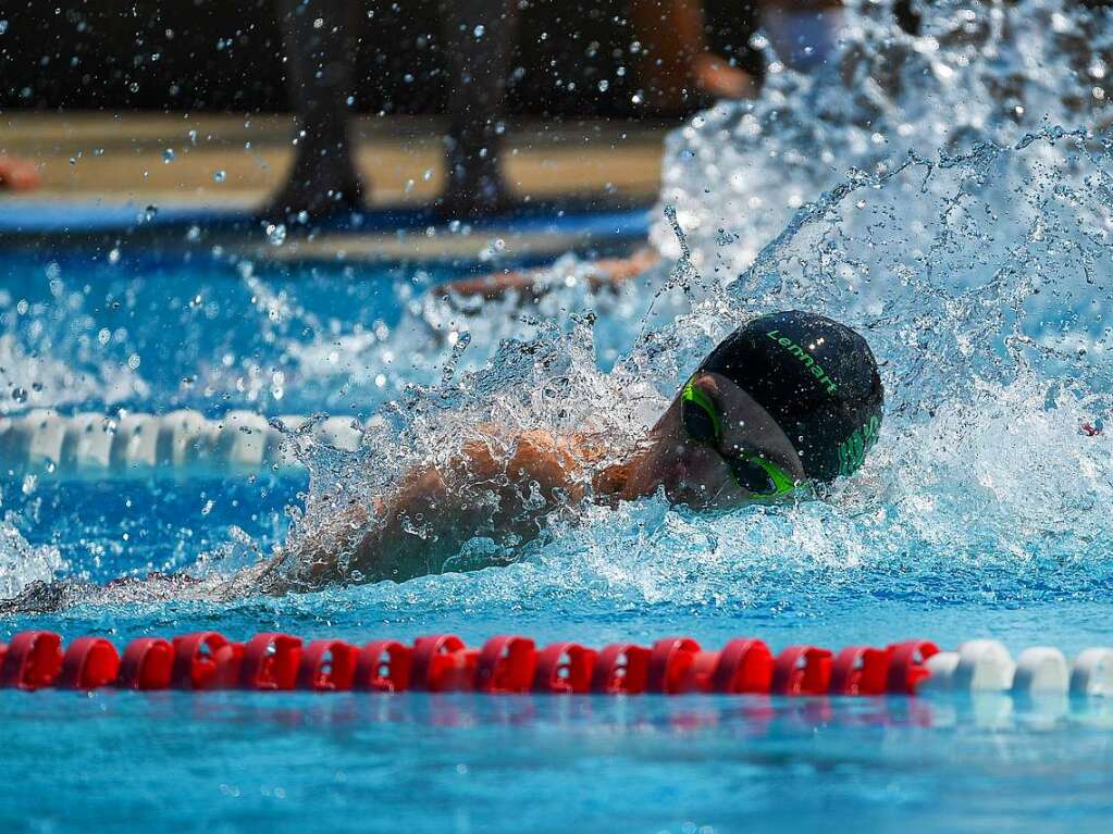 Spritzige Angelegenheit: Lennart Schirrmeister (SSV Grenzach) ber die 50 m Freistil