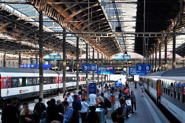 Zge der SBB stehen am Bahnhof in Basel. (Archivbild)  | Foto: Daniel Gramespacher