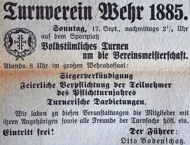 1933 gingen Wehrer Turner ein Pflichtt...it einer Feier im Wehrahofsaal begann.  | Foto: Hansjrg Bader