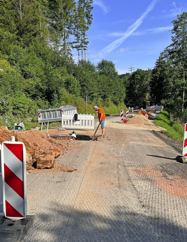 Zwei von fnf Mann, die  derzeit die B... noch Bauarbeiter anderer Unternehmen.  | Foto: Regierungsprsidium Freiburg