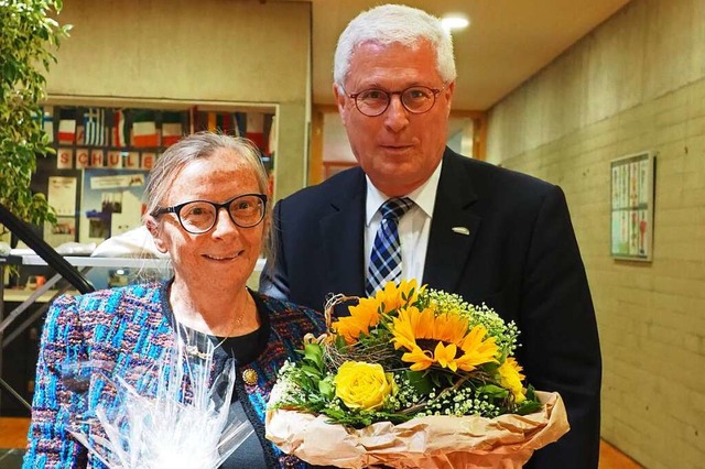 Silke Wiener mit OB Wolfgang Dietz  | Foto: Herbert Frey