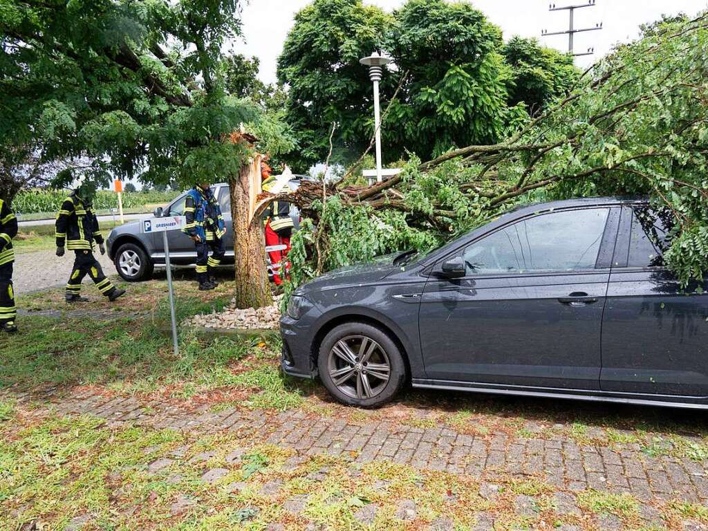 Das Gewitter fegte am Montagvormittag ber das Markgrflerland. Die Feuerwehren eilten allein in Neuenburg und Mllheim zu ber 60 Einstzen.