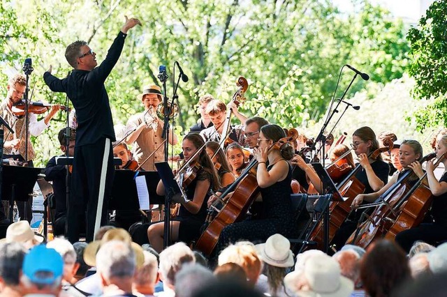 Sommernachts-Stimmung beim  Klassik Open Air Festival auf dem Rhein-Inseli  | Foto: Benno Hunziker