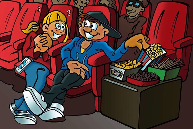 S oder salzig? Popcorn gehrt zu einem Kinobesuch einfach dazu!  | Foto: Zeichnung: Ferdinando Terelle