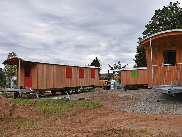 Bauwgen fr Naturkindergarten werden aufgebaut.   | Foto: Andrea Steinhart