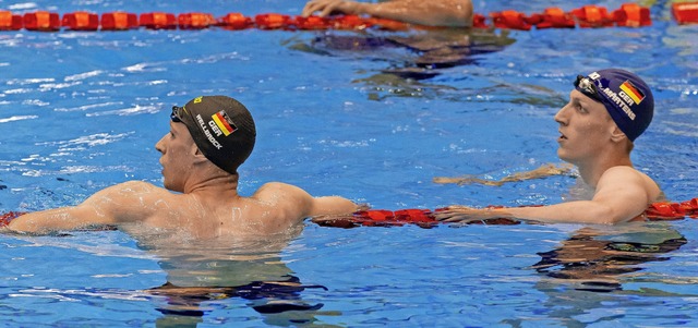 Die deutschen Ausdauerschwimmer Floria...ch dem Vorlauf ber 800 Meter Freistil  | Foto: Jo Kleindl (dpa)