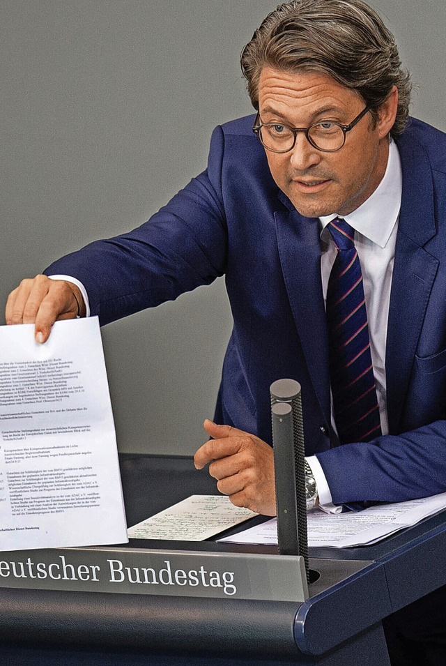 Der damalige Verkehrsminister Andreas Scheuer 2019 im Bundestag  | Foto: Lisa Ducret (dpa)