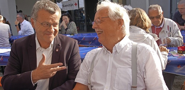 Stadtammann Franco Mazzi (links) und OB-Vertreter Wilfried Markus  | Foto: Petra Wunderle