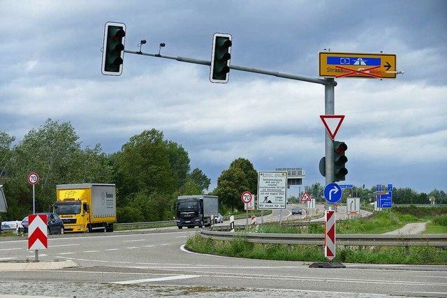 Die Zufahrt von Lahr Richtung Schwanau...ll aufgrund der Bauarbeiten gesperrt.   | Foto: Alena Ehrlich