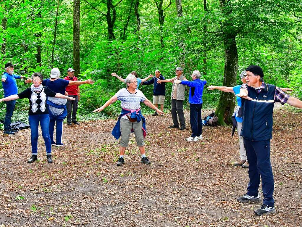 Fit im Wald: Gesundheitswanderfhrer Kurt Armbruster zeigte, wie es geht.