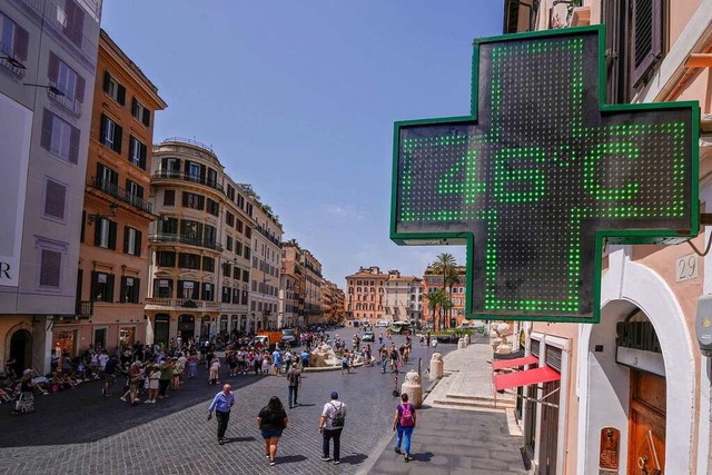 In Rom zeigte das Thermometer 46 Grad an.  | Foto: Domenico Stinellis (dpa)