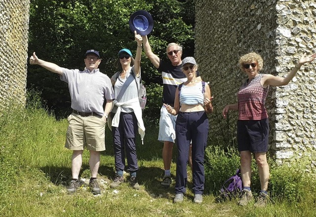 Eine Gruppe des englischen Stdtepartn...eins grt an der Folly von Nore Hill.  | Foto: Roche