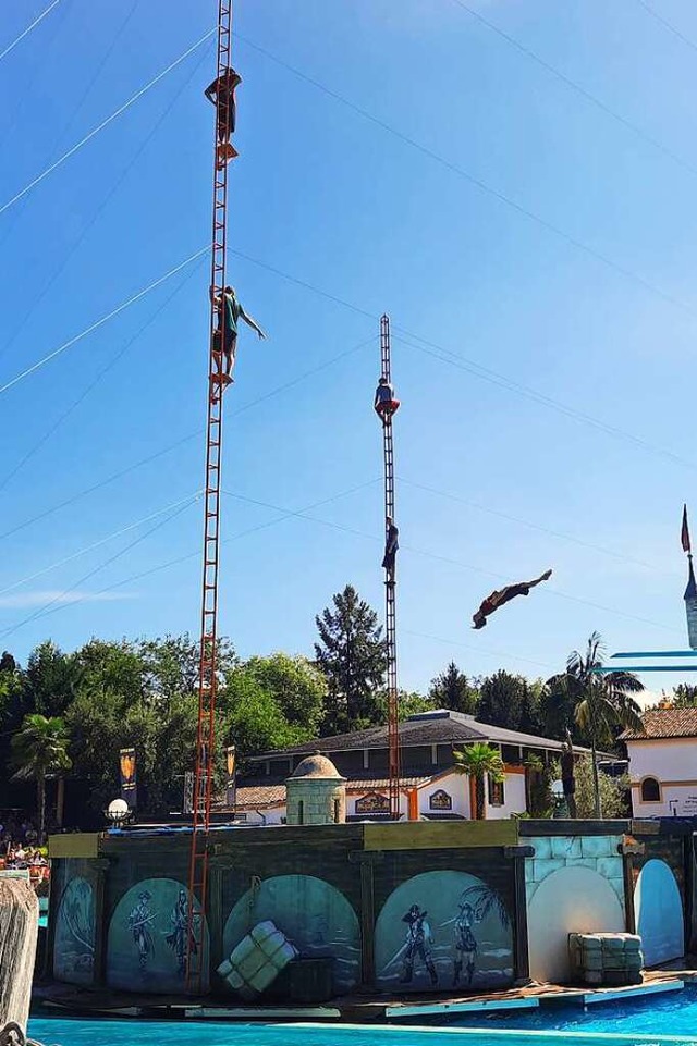 Bei der High Diving Show  zeigen zehn ...einige der Athleten in luftigen Hhen.  | Foto: Ines Alender