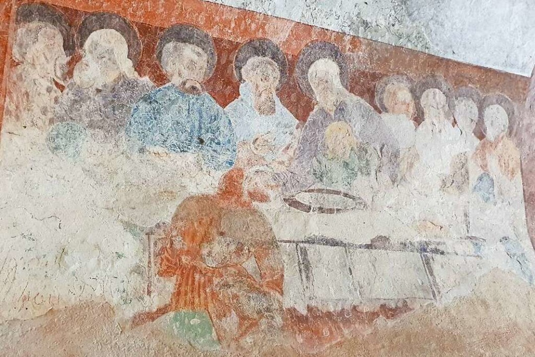 Ein Gemälde im Eingangsbereich der Bet...irche zeigt das letzte Abendmahl Jesu.  | Foto: Hannes Selz