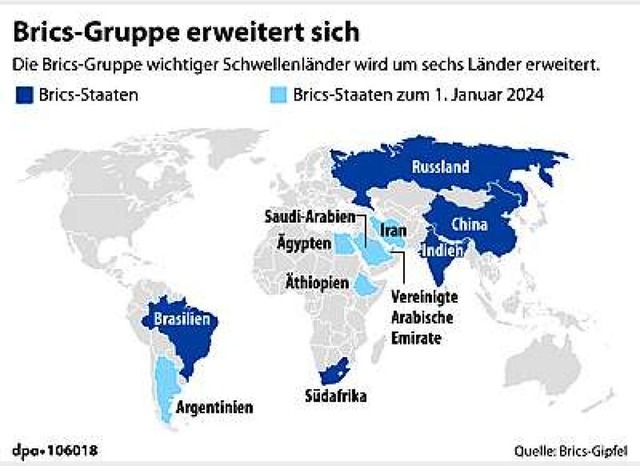 Der Brics-Bund wchst zum kommenden Jahr an.  | Foto: dpa-infografik GmbH (dpa)