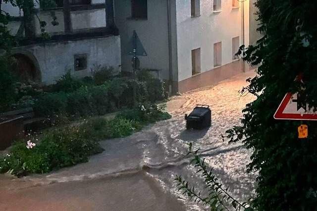 berschwemmte Strae in Ebringen  | Foto: Angelika Kiefer 