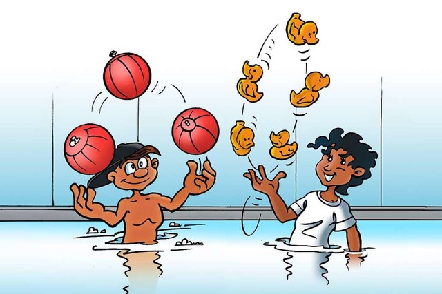 Spielen im Wasser macht Spa, am meisten zusammen mit anderen.  | Foto: Zeichnung: Ferdinando Terelle